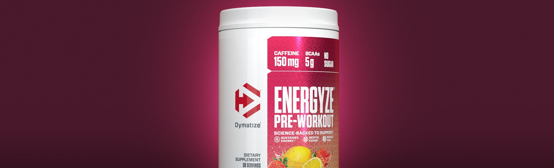 Strawberry Lemonade Energyze Pre-Workout by Dymatize.