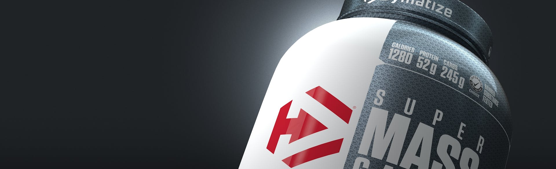 A tub of Dymatize Super Mass Gainer